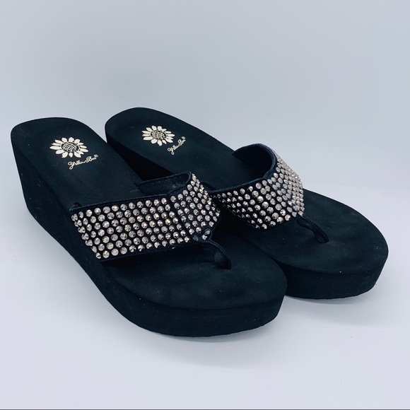 yellow box bling sandals